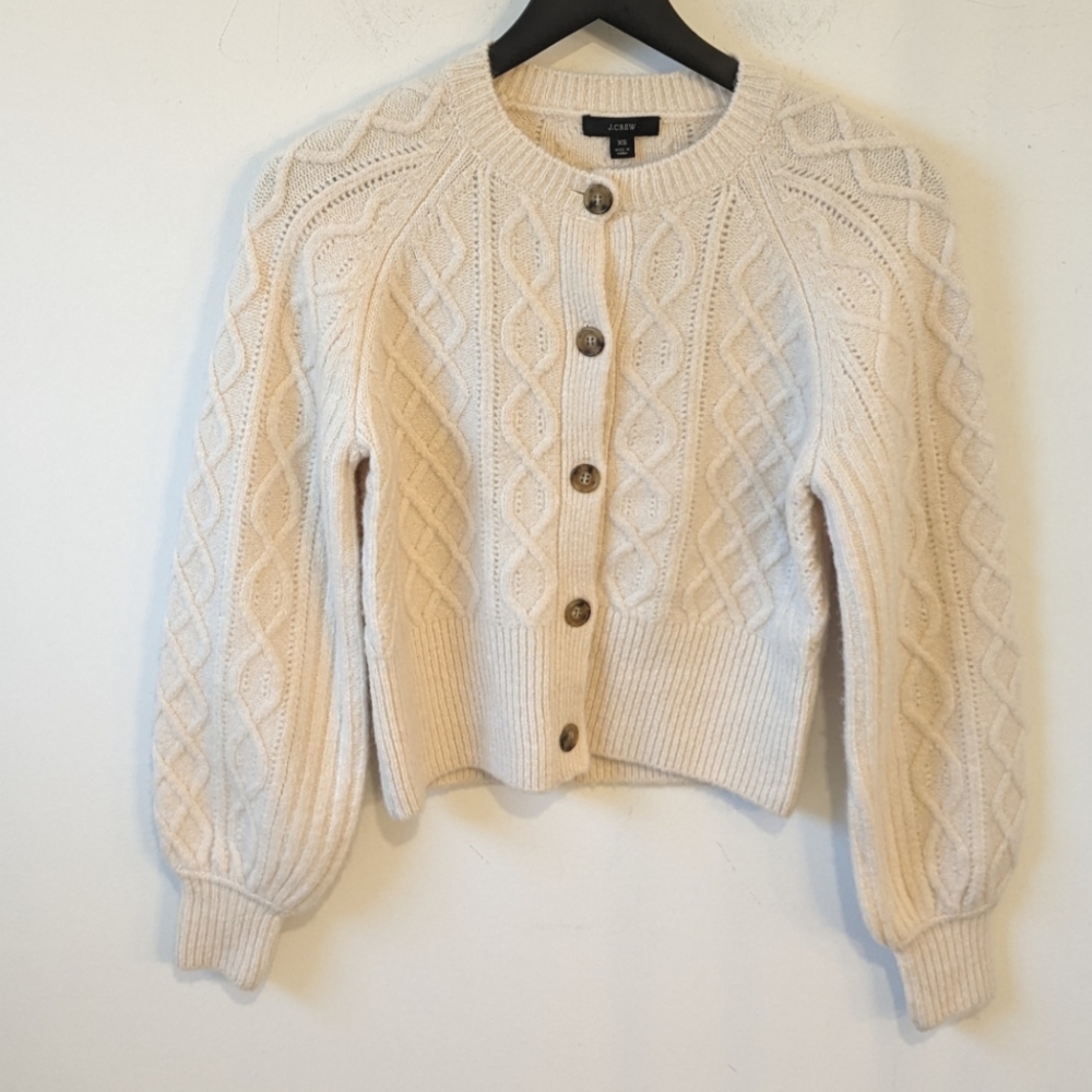 J. Crew Cream Cable Knit Cardigan